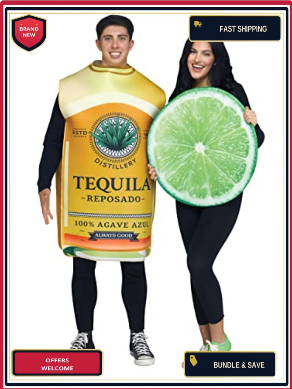 Tequila & Lime Couple Adult Halloween Costume One Size Fits Most